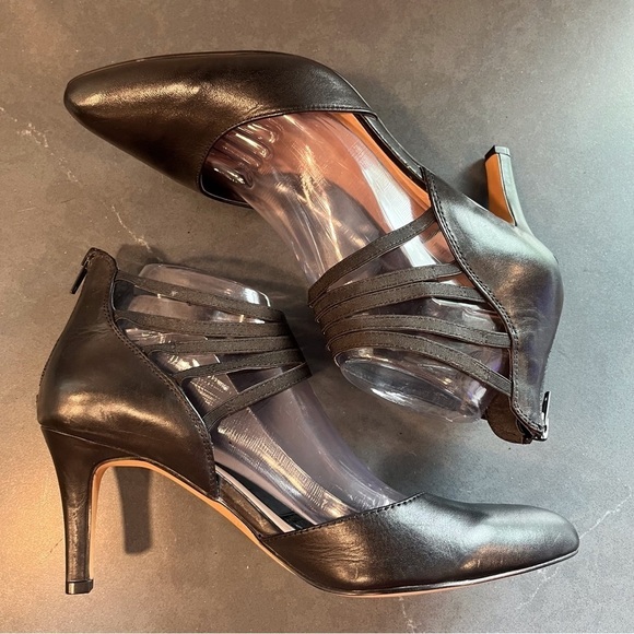Kelly & Katie sz 9.5 black leather strappy pointy toe heels - Picture 8 of 15